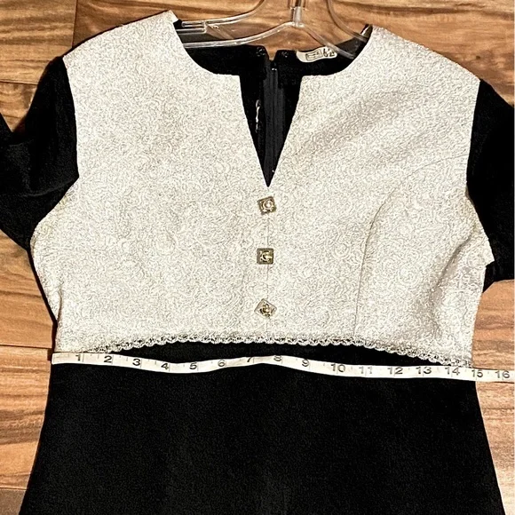 vtg Tuxedo Hostess Dress w Dual Side Splits - Picture 6 of 10